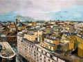Marina Previtali, Veduta Milano, olio su tela, cm. 210x121, 2011