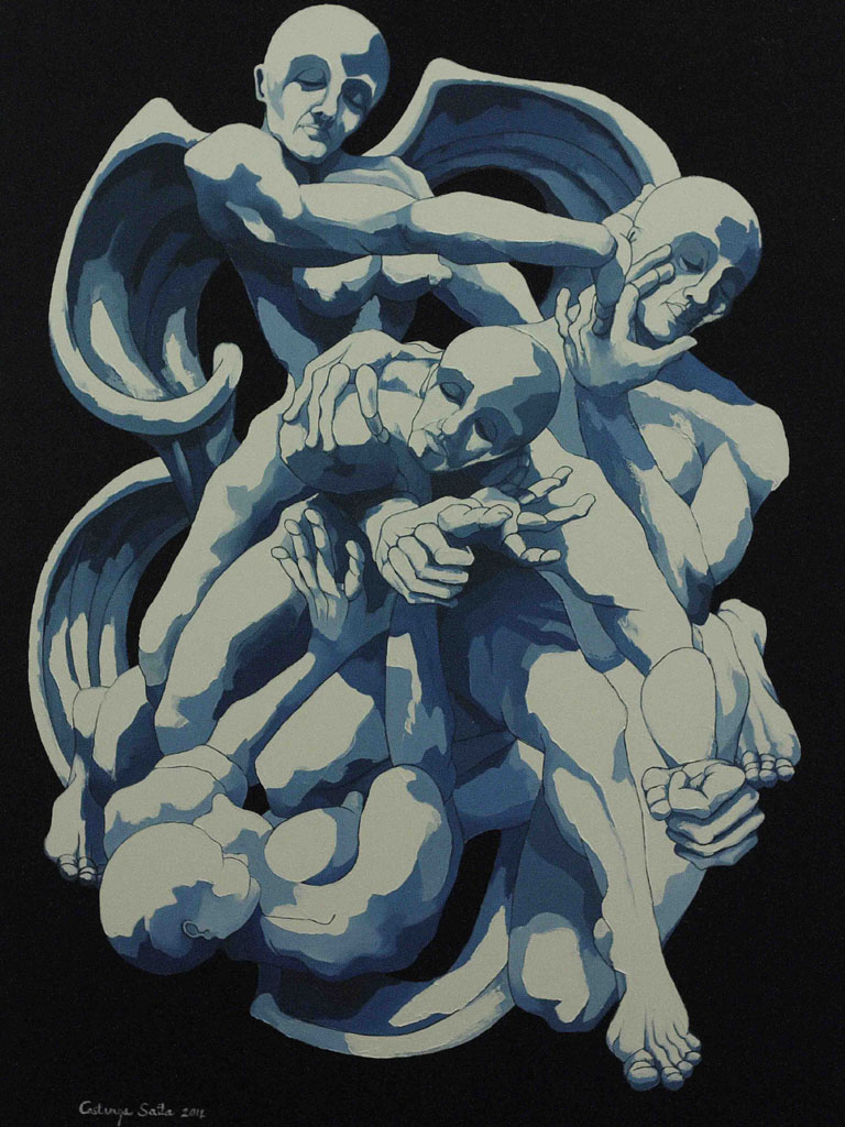 Costanza Satta, Angeli, olio su tela, cm80x100, 2014