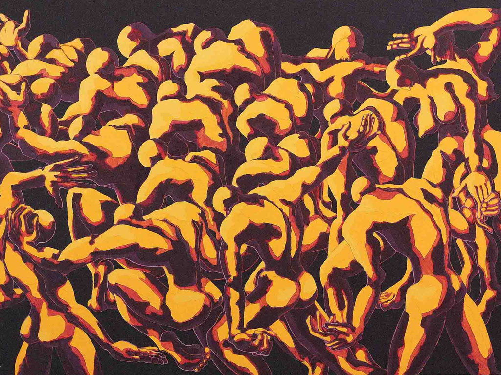 Costanza Satta, Marea umana, olio su tela, cm160x100, 2014 bis